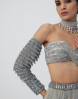 Crystal Grey Tulle Lehenga Set