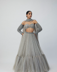 Crystal Grey Tulle Lehenga Set