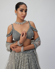 Crystal Grey Sequins Embroidered Lehenga Set