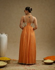 Orange Embellished Jumpsuit With Pockets