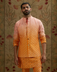 Orange Pink Ombre Butti Printed Bundi