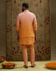 Orange Pink Ombre Butti Printed Bundi