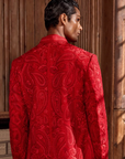 Red Thread Work Sherwani Set