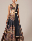 Black Paisley Printed Lehenga