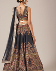 Black Paisley Printed Lehenga