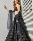 Kriti Sanon in Black Brick Crystal Lehenga Set