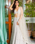 Powder Blue Pearl Lehenga Set