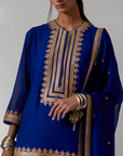 Blue Kurta Set With An Embroidered Salwar And A Dupatta - Ready to Ship