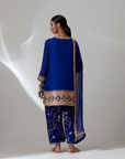 Blue Kurta Set With An Embroidered Salwar And A Dupatta - Ready to Ship