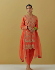 Coral Short Kurta With Dhoti Set - Ready to Ship