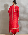 Red Straight Anarkali Set with Crush Inner - Ready to Ship