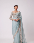 Powder Blue Organza Saree Set