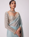 Powder Blue Organza Saree Set