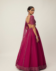 Ruby Red Organza Lehenga Set