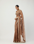 Copper Shimmer Organza Saree Set