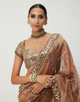 Copper Shimmer Organza Saree Set