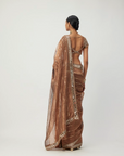 Copper Shimmer Organza Saree Set