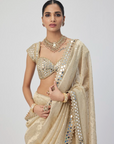 Golden Shimmer Organza Saree Set