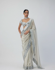 Silver Shimmer Organza Saree Set