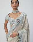 Silver Shimmer Organza Saree Set