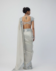 Silver Shimmer Organza Saree Set