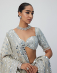 Silver Shimmer Organza Lehenga Set