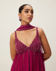 Hot Pink Crystal Embellished Kurta Set