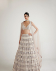 Ash Pink Chandelier Pearl Lehenga Set