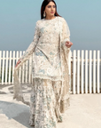 Nude Floral Sharara Set