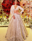 Nude Cream Abstract Dori Lehenga Set