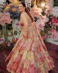 Multi-Coloured Floral Lehenga Set