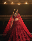 Red Sequin Lehenga Set