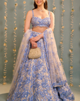 Powder Blue Floral Lehenga Set