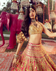 Pink Silk Embroidery Chandelier Lehenga Set