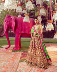 Wine Silk Embellished Mirrorwork Sweetheart Floral Bridal Lehenga Set