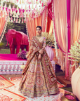 Gold Silk Embellished Mandala Floral Pattern Bridal Lehenga Set