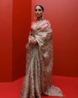 Ivory Floral Printed Saree