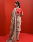 Ivory Floral Printed Saree