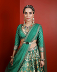 Green Printed Lehenga