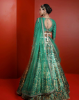 Green Printed Lehenga