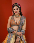 Yellow To Blue Ombre Printed Lehenga