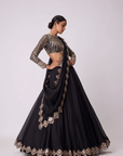 Black Organza Mirror Embroidered Lehenga Set - Ready to Ship