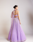 Lilac Chandelier Pearl Halter Neck Lehenga Set