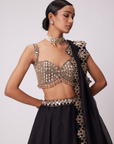 Black Organza Mirror Embroidered Lehenga Set