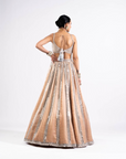 Beige Mirror Seam Lehenga With Mirror Blouse