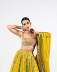 Moss Green Flower Lehenga Set