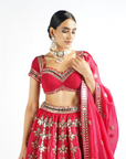 Crimson Red Chandelier Drop Lehenga Set