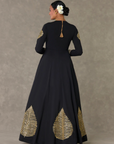 Black Kashmiri Leaf Gown