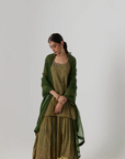 Nirja- Sage Green Banarasi Kurta with Sharara