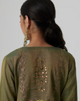 Nirja- Sage Green Banarasi Kurta with Sharara